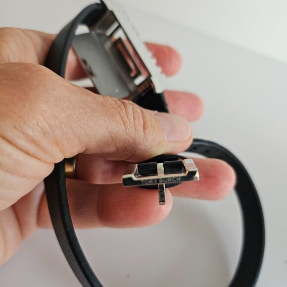 Tory Burch Fitbit Flex bracelet black strap silver tone - Picture 6 of 7